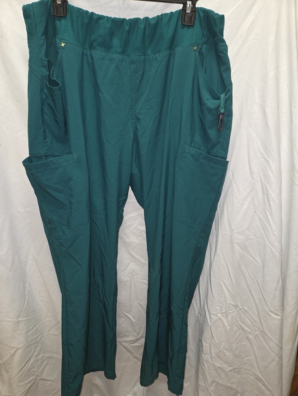 Women's PXL Green Cherokee Iflex Scrub Pants Multiple Pocket Flawed See Pics 053